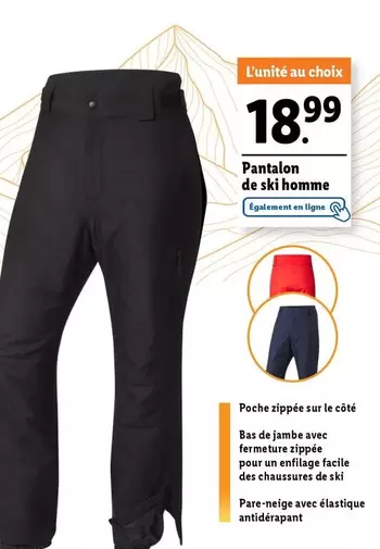 Pantalon De Ski Homme offre à 18,99€ sur Lidl