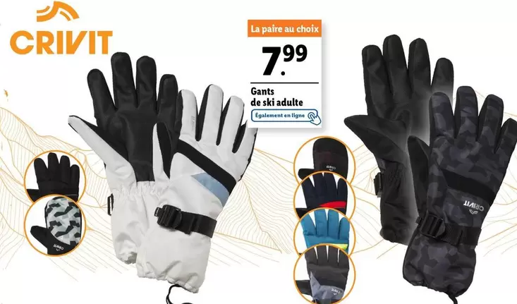 Crivit - Gants De Ski Adulte offre à 7,99€ sur Lidl