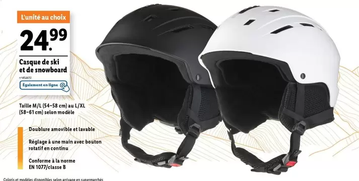 Casque De 3+1 Et De Snowboard offre à 24,99€ sur Lidl