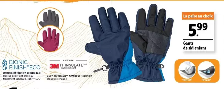 Finish - Gants De Ski Enfant offre à 5,99€ sur Lidl