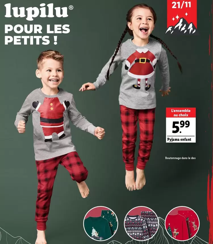 Pyjamas Enfant offre à 5,99€ sur Lidl