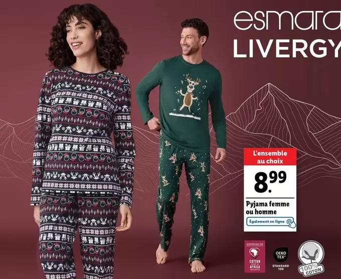 Pyjama Femme Ou Homme offre à 8,99€ sur Lidl