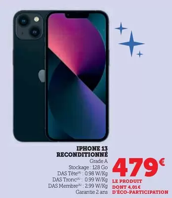 Apple - Iphone 13 Reconditionné offre à 479€ sur Hyper U