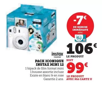 Pack Iconique Soit Instax Mini 12 offre à 106€ sur Hyper U