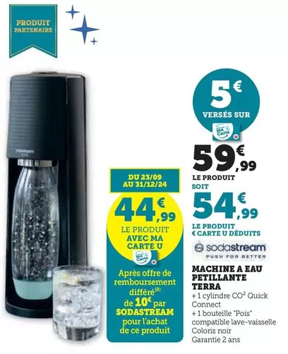 Sodastream - Machine A Eau Petillante Terra offre à 59,99€ sur Hyper U