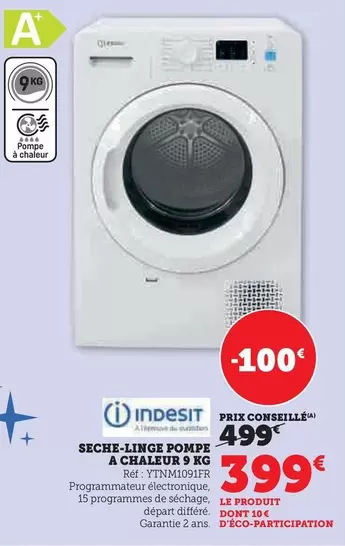 Indesit - Seche-linge Pompe A Chaleur 9 Kg offre à 399€ sur Hyper U