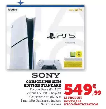 Sony - Console Ps5 Slim Edition Standard offre à 549,99€ sur Hyper U