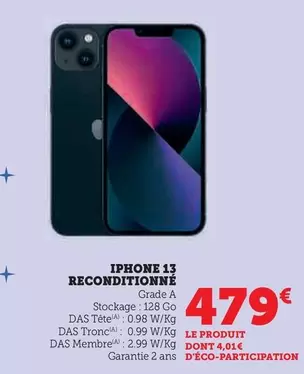 Apple - Iphone 13 Reconditionne offre à 479€ sur Hyper U