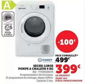 Indesit - Seche-Linge Pompe A Chaleur offre à 399€ sur Hyper U