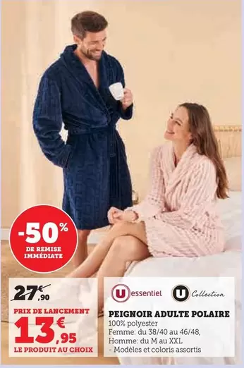 Peignoir Adulte Polaire offre à 13,95€ sur Hyper U