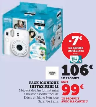 Fujifilm - Pack Iconique Instax Mini 12 offre à 106€ sur Super U