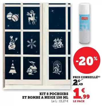 Kit 8 Pochoirs Et Bombe A Niege 150ml offre à 1,99€ sur Super U