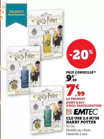 Emtec - Cle Usb 2.0 M730 Harry Potter offre à 7,99€ sur Super U