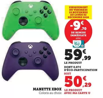 Xbox Manette offre à 59,99€ sur Super U