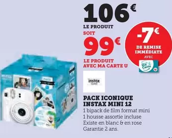 Instax - Pack Iconique Instax Mini 12 offre à 99€ sur Super U