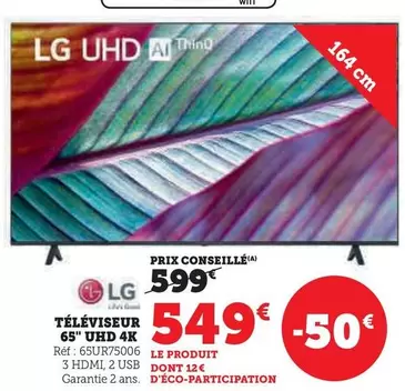 LG - Televiseur 65" Uhd 4K offre à 549€ sur Super U