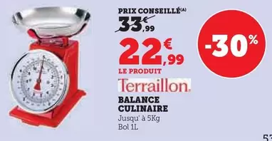 Terraillon - Balance Culinaire offre à 22,99€ sur Super U