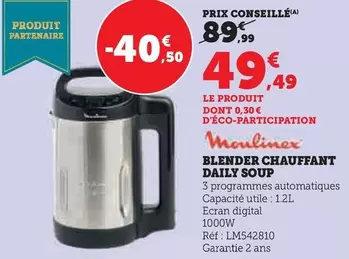 Moulinex - Blender Chauffant Daily Soup offre à 49,49€ sur Super U