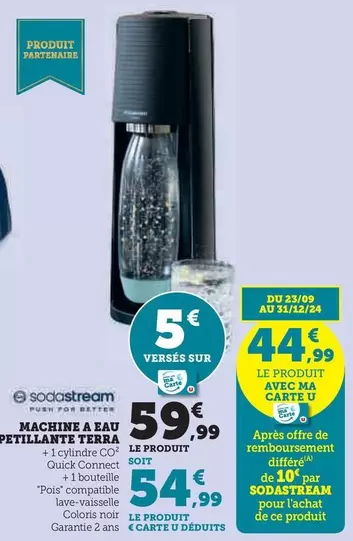 Sodastream - Machine A Eau Petillante Terra offre à 59,99€ sur Super U