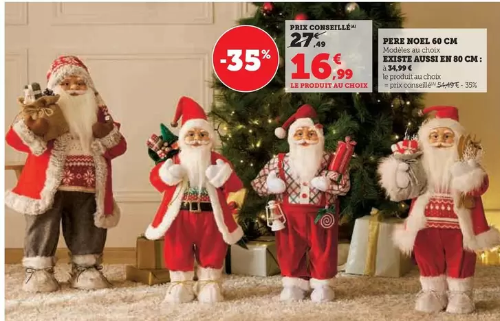 Pere Noel 60 Cm offre à 16,99€ sur Super U