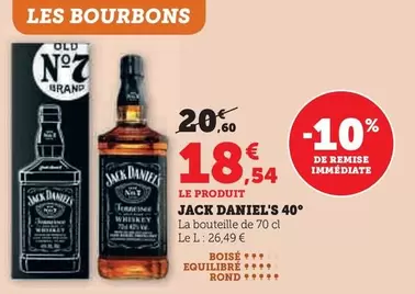 Jack Daniel'S - 40° offre à 18,54€ sur Super U