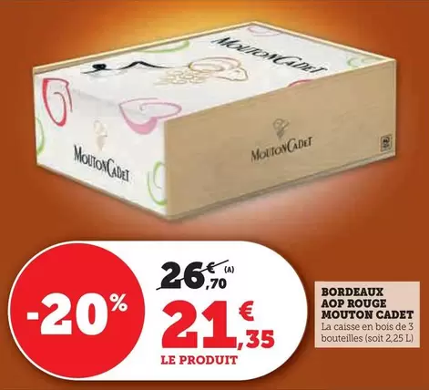 Mouton Cadet - Bordeaux AOP Rouge offre à 21,35€ sur Super U