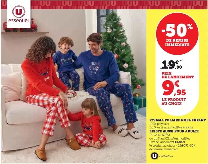 U - Pyjama Polaire Noel Enfant offre à 9,95€ sur Super U