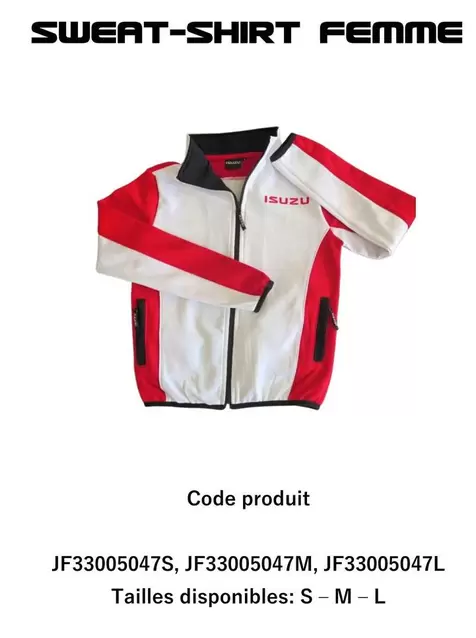 ISUZU - Sweat-Shirt Femme Code Produit JF33005047S, JF33005047M, JF33005047L offre sur ISUZU