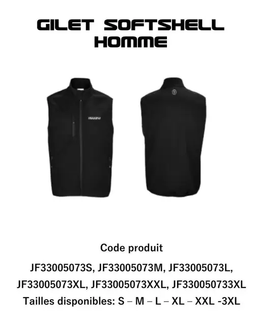 Gilet Softshell Homme offre sur ISUZU