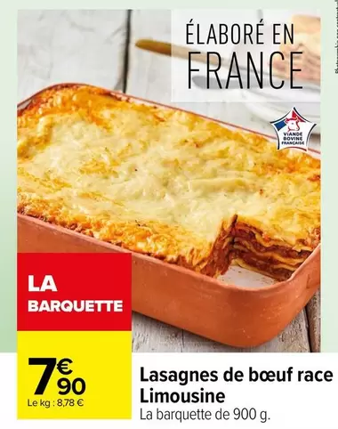 Lasagnes De Bœuf Race Limousine offre à 7,9€ sur Carrefour Contact