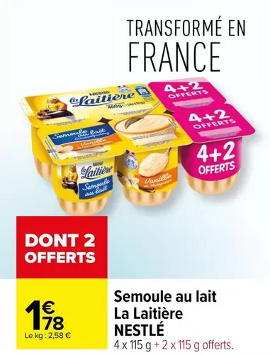 Nestlé - Semoule Au Lait Laitière offre à 1,78€ sur Carrefour Contact