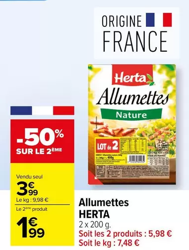 Herta - Allumettes offre à 3,99€ sur Carrefour Contact