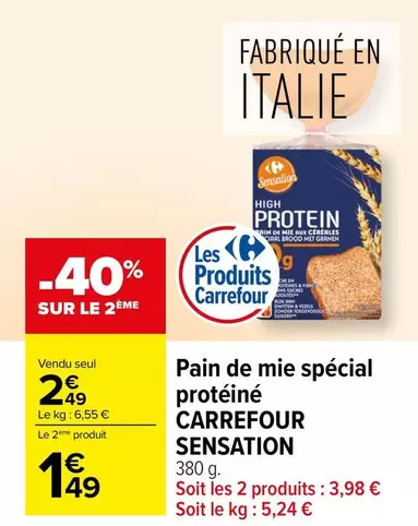 Carrefour - Pain De Mie Spécial Protéiné offre à 2,49€ sur Carrefour Contact