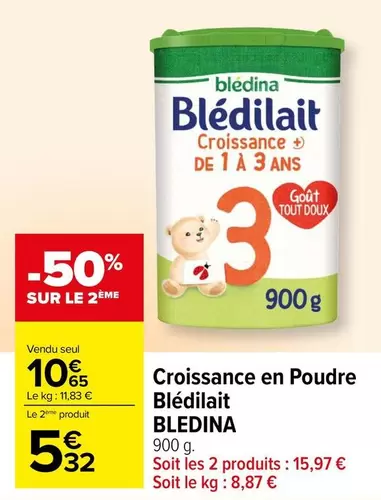 Blédina - Croissance En Poudre Blédilait offre à 10,65€ sur Carrefour Contact