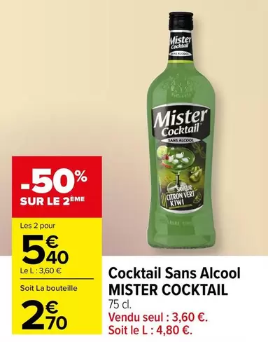 Mister Cocktail - Cocktail Sans Alcool offre à 2,7€ sur Carrefour Contact