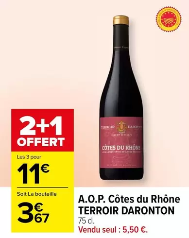 Côtes du Rhône - A.o.p. Côtes Du Rhône offre à 5,5€ sur Carrefour Contact