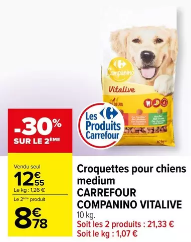 Carrefour - Croquettes Pour Chiens Medium Companino Vitalive offre à 12,55€ sur Carrefour Contact