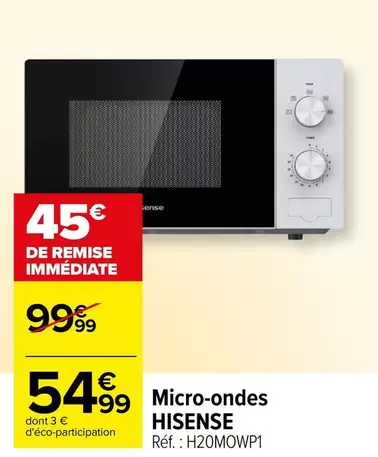 Hisense - Micro-ondes offre à 54,99€ sur Carrefour Contact