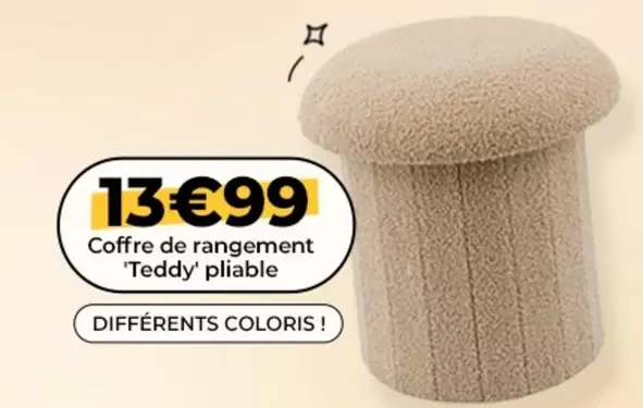 Coffre De Rangement Teddy Pliable offre à 13,99€ sur L'incroyable