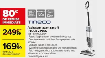 Tineco - Aspirateur Lavant Sans Fil 2 Plus