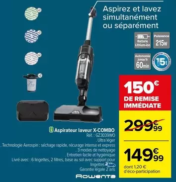 Rowenta - Aspirateur Laveur X-combo Réf: Gc3039wo