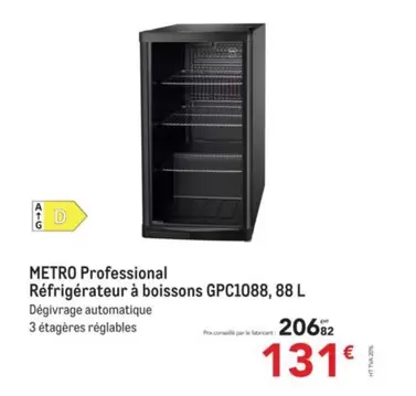 Metro - Professional Réfrigérateur A Boissons Gpc1088, 88 L offre à 131€ sur Metro