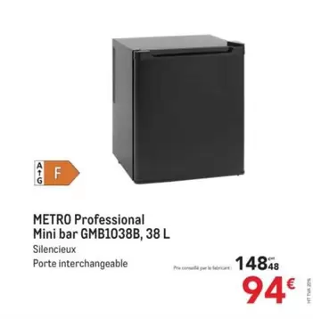 Metro - Professional Mini Bar Gmb1038b, 38 L offre à 94€ sur Metro