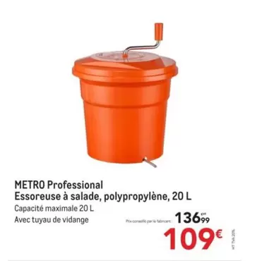 Metro Professional Essoreuse A Salade, Polypropylène, 20 L offre à 109€ sur Metro