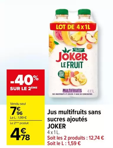 Joker - Jus Multifruits Sans Sucres Ajoutés