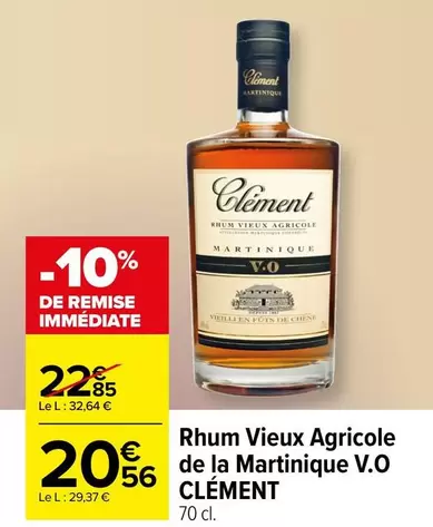 Clément Rhum Vieux Agricole de la Martinique V.O. - Un rhum d'exception aux arômes riches et complexes