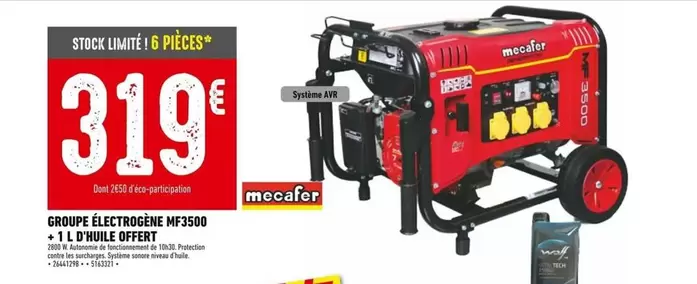 Mecafer - Groupe Electrogene Mf3500 offre à 319€ sur Batkor