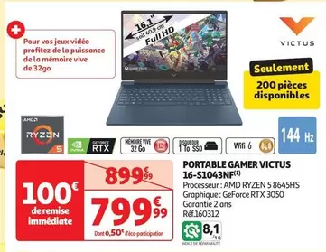 Victus - Portable Gamer 16-S1043NF offre à 799,99€ sur Auchan Hypermarché