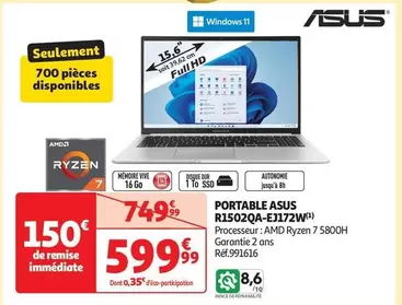 Asus - Portable R1502QA-EJ172W offre à 599,99€ sur Auchan Hypermarché