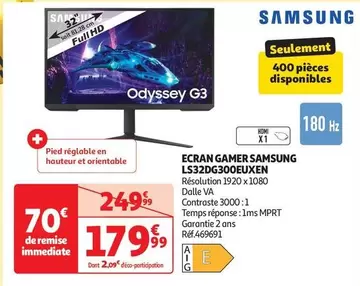 Samsung - Ecran Gamer LS32DG300EUXEN  offre à 179,99€ sur Auchan Hypermarché